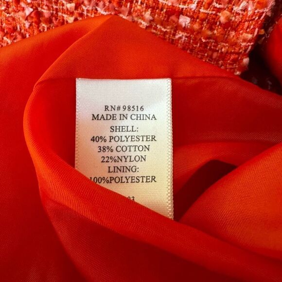 COLDWATER CREEK Orange Tweed Blazer Jacket Button Up size 8 - Picture 7 of 7